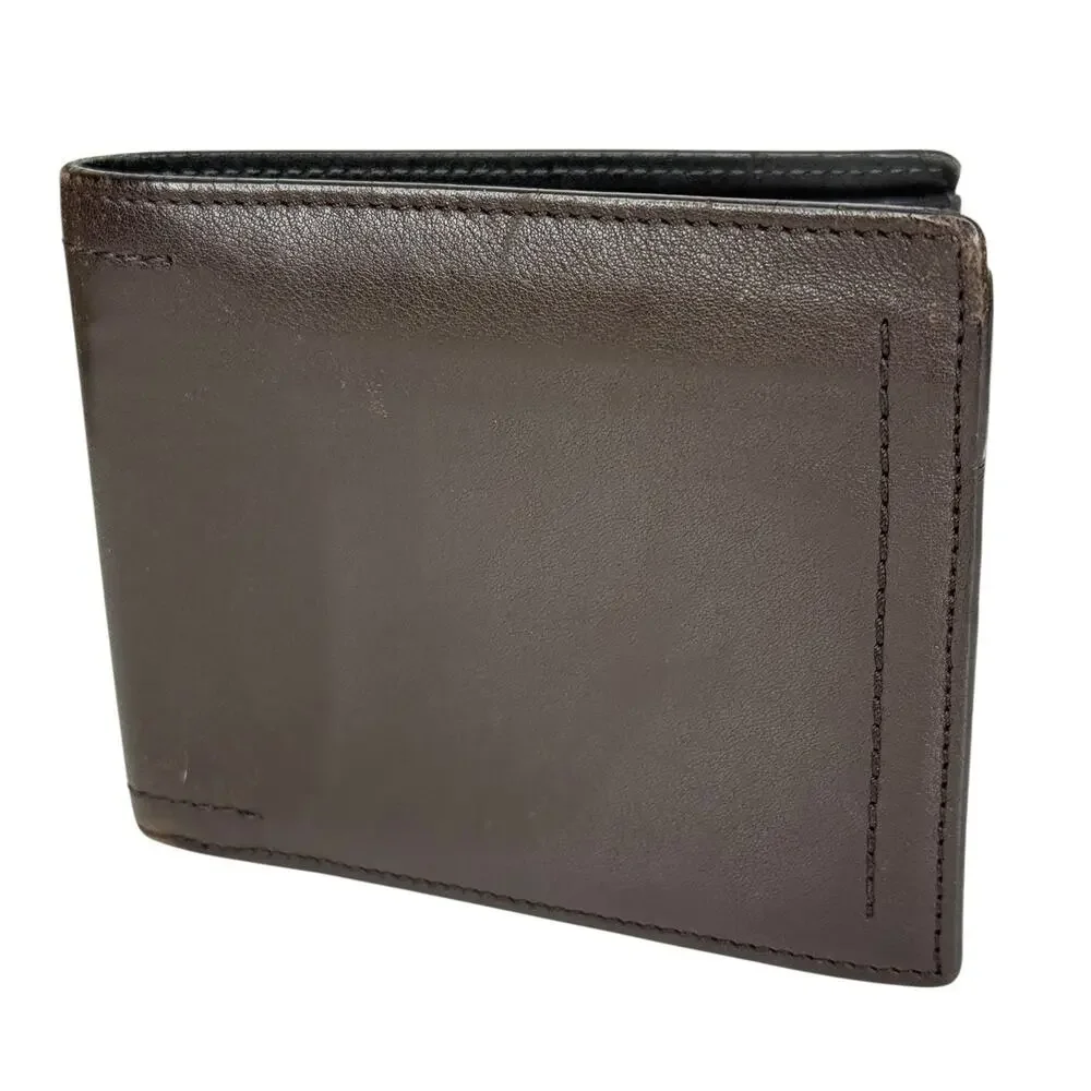 Lanvin Paris Leather Bi-fold Wallet with Coin Pocket Designer Mens